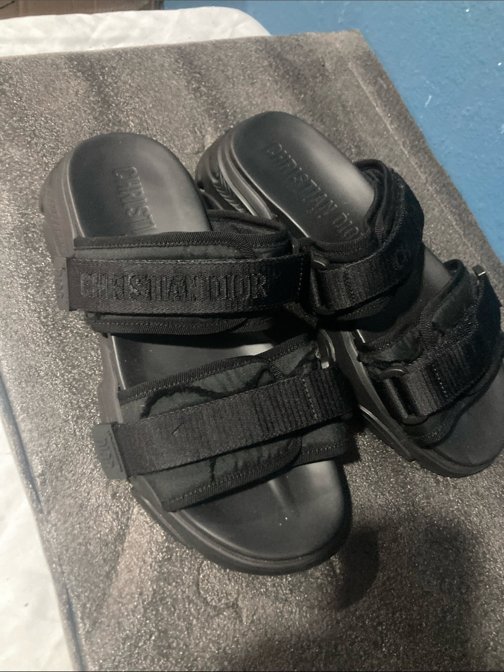 Dior Black Strap Slide Sandals